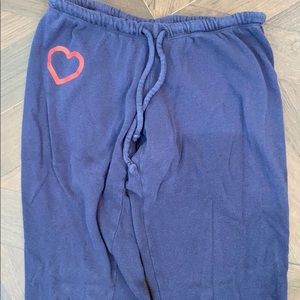 Navy blue distressed cropped sweatpants